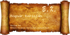 Bognár Koriolán névjegykártya